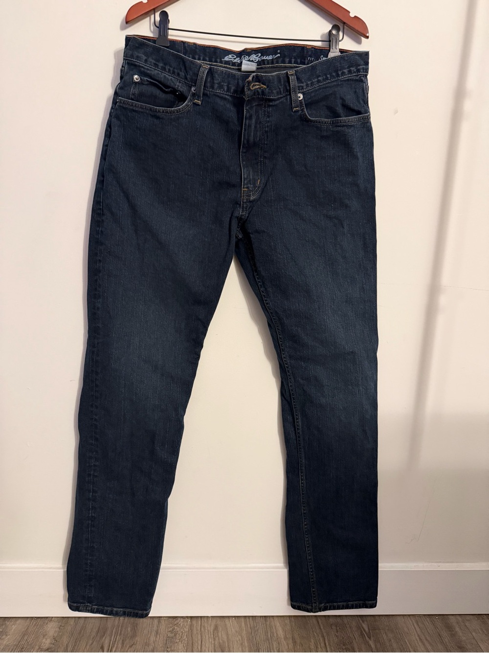 Eddie Bauer Men's Slim Straight Jeans in Dark Blue
